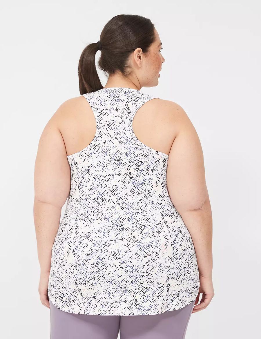 Dámské Tílko Lane Bryant LIVI Scoop-Neck Wicking Racerback Bílé Černé | FBI5446PU