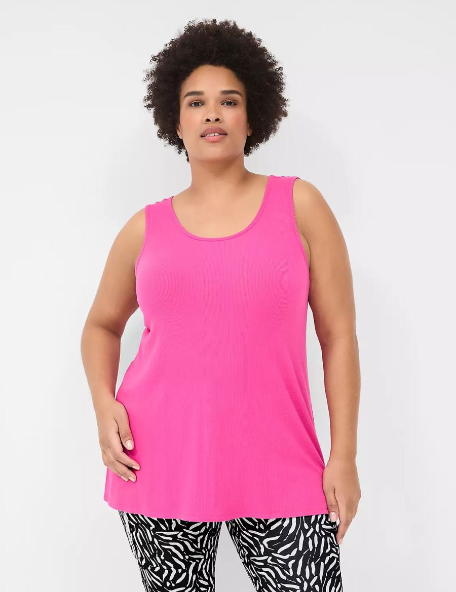 Dámské Tílko Lane Bryant LIVI Twist-Back Rib Fuchsie Růžové | UBZ1088UR