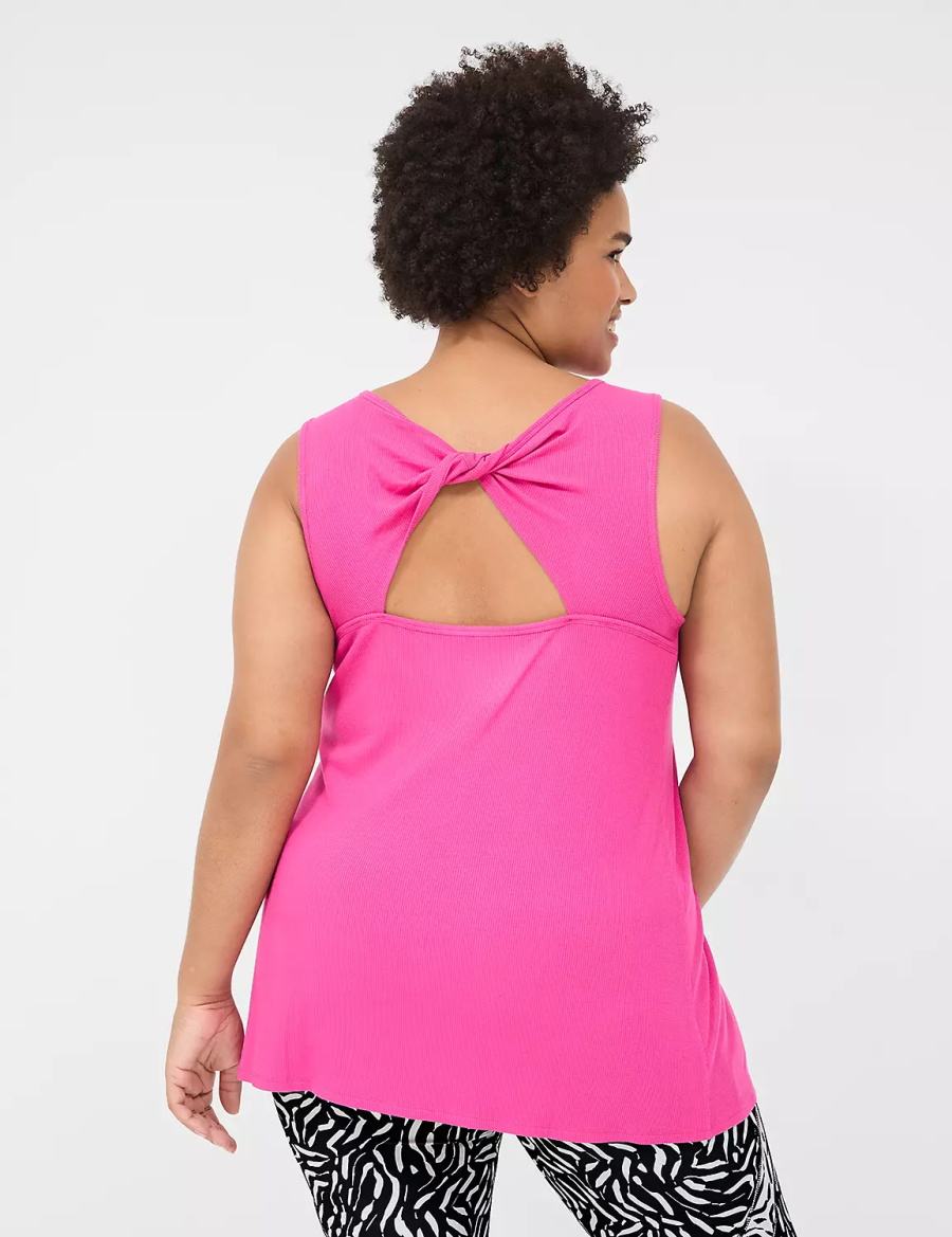 Dámské Tílko Lane Bryant LIVI Twist-Back Rib Fuchsie Růžové | UBZ1088UR