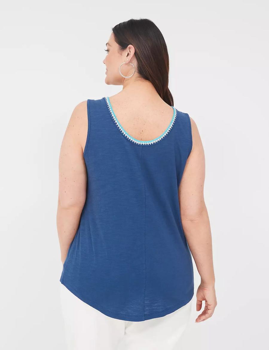 Dámské Tílko Lane Bryant Scoop-Neck Crochet-Trim Tmavě Blankyt | QTN116AL