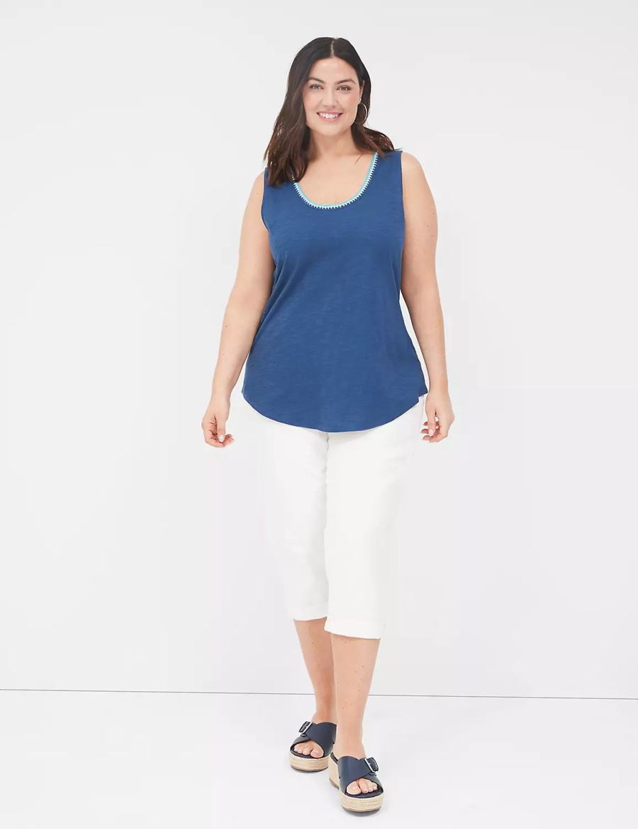 Dámské Tílko Lane Bryant Scoop-Neck Crochet-Trim Tmavě Blankyt | QTN116AL