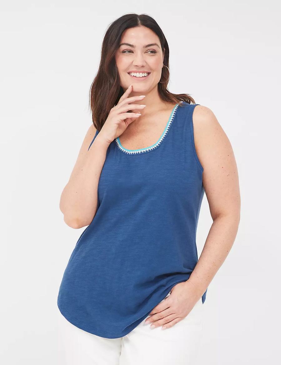 Dámské Tílko Lane Bryant Scoop-Neck Crochet-Trim Tmavě Blankyt | QTN116AL