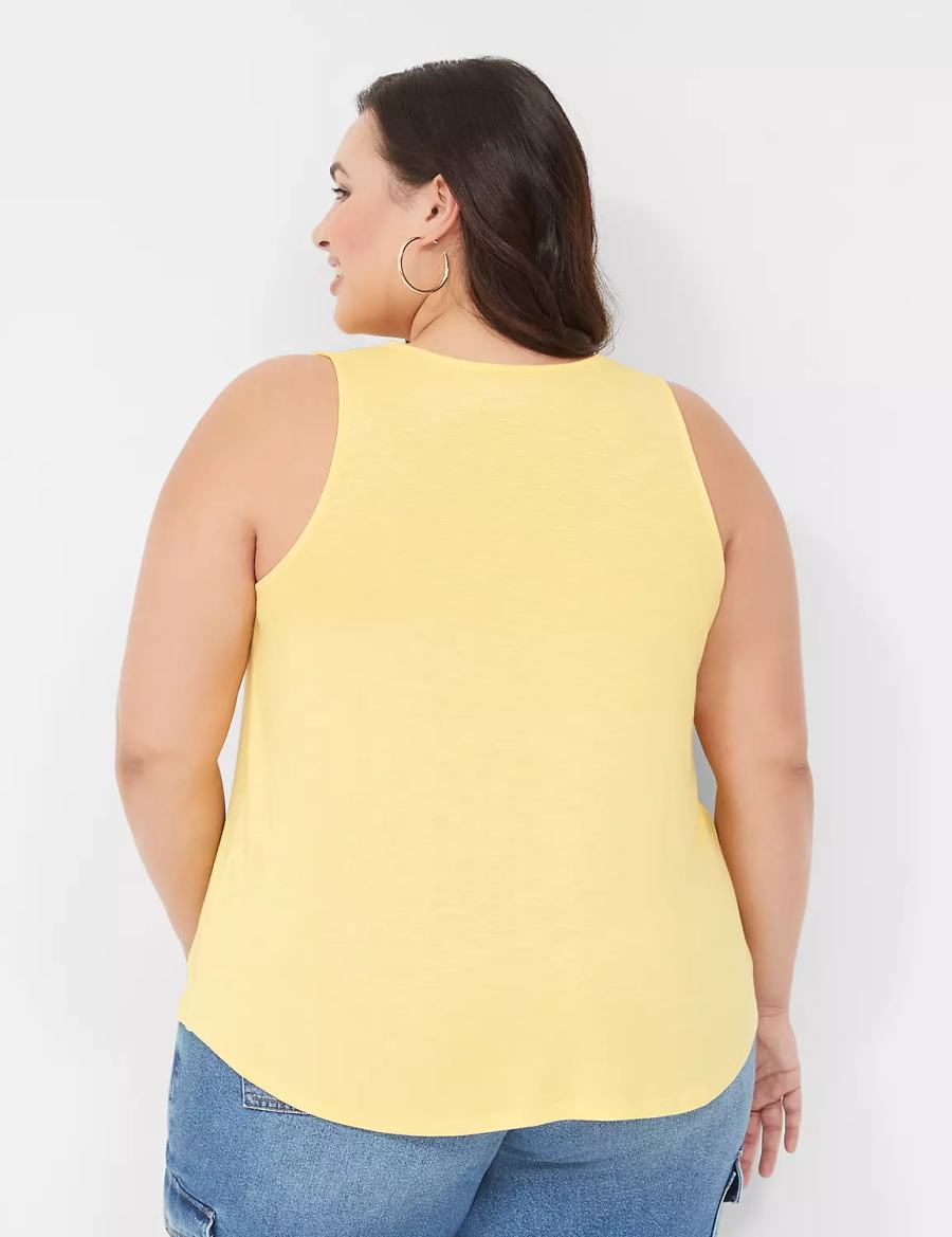 Dámské Tílko Lane Bryant Shirred-Shoulder V-Neck Žluté | BFL1124VK