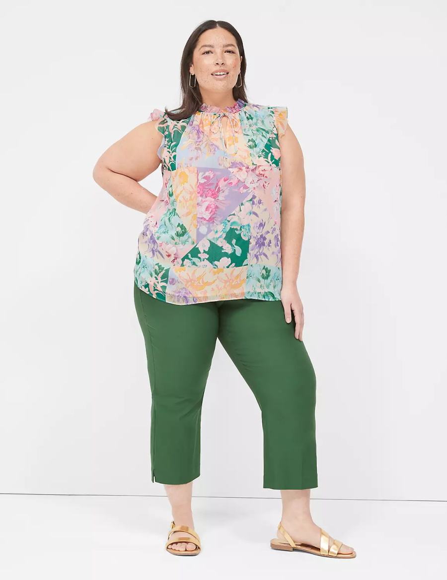 Dámské Tílko Lane Bryant Split-Neck Popover Zelene Viacfarebný | ZFI806JO