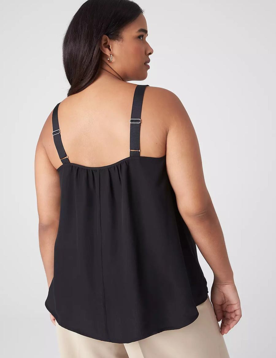 Dámské Tílko Lane Bryant Straight Hem Cami With Grosgrain Ribbon Straps Černé | GLD5042HM