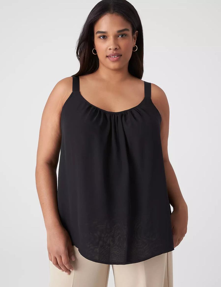 Dámské Tílko Lane Bryant Straight Hem Cami With Grosgrain Ribbon Straps Černé | GLD5042HM