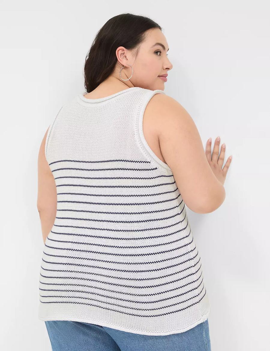 Dámské Tílko Lane Bryant Striped Bílé | STB4160AD