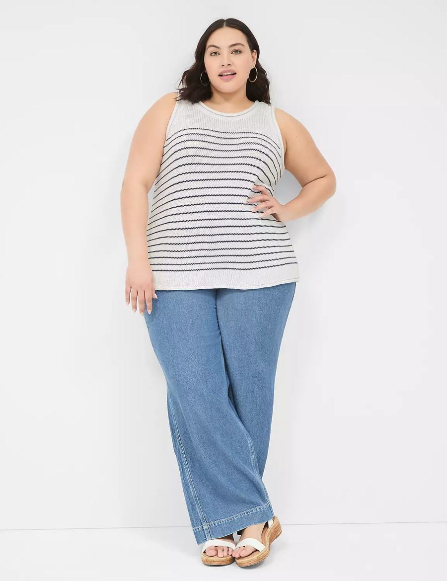 Dámské Tílko Lane Bryant Striped Bílé | STB4160AD