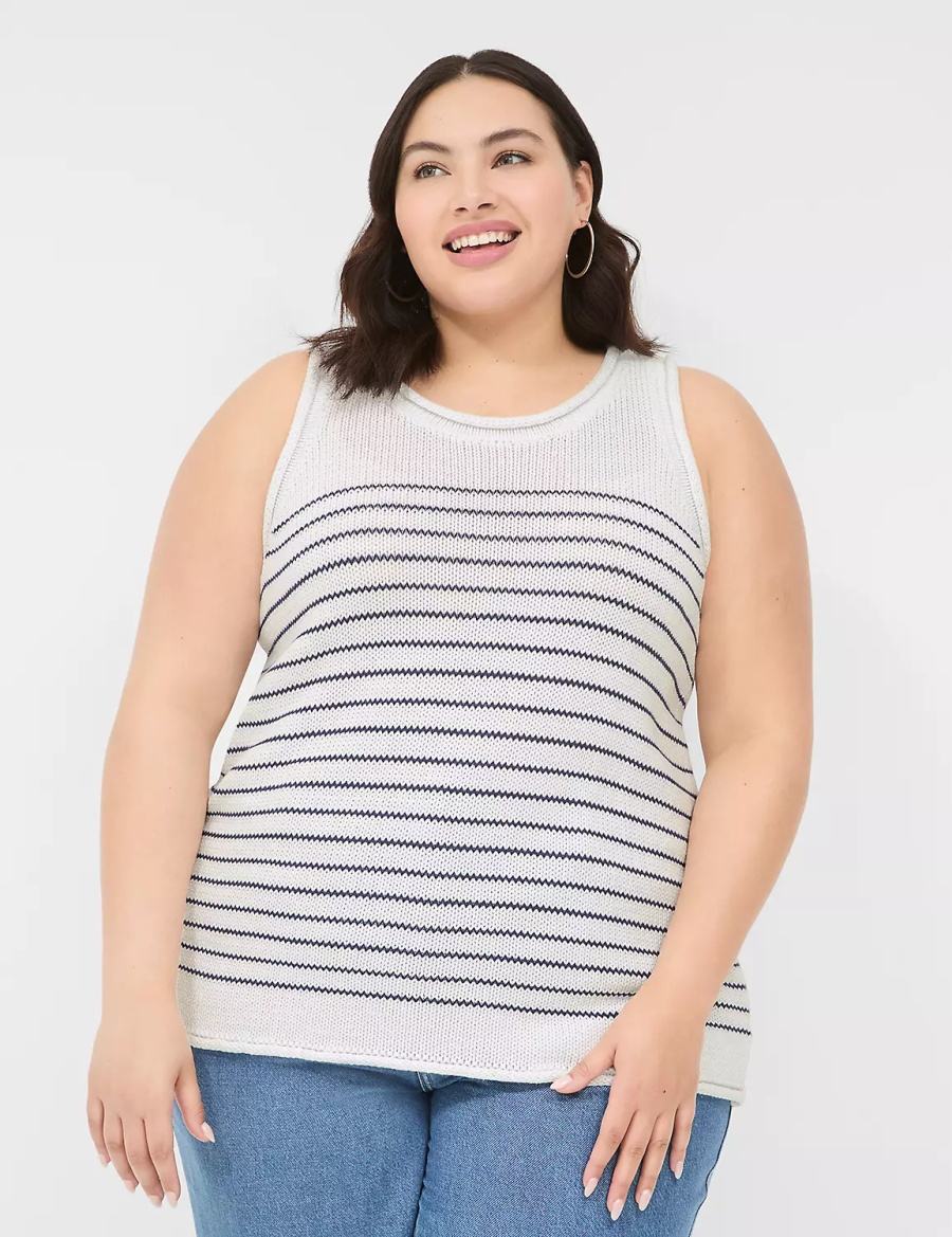 Dámské Tílko Lane Bryant Striped Bílé | STB4160AD