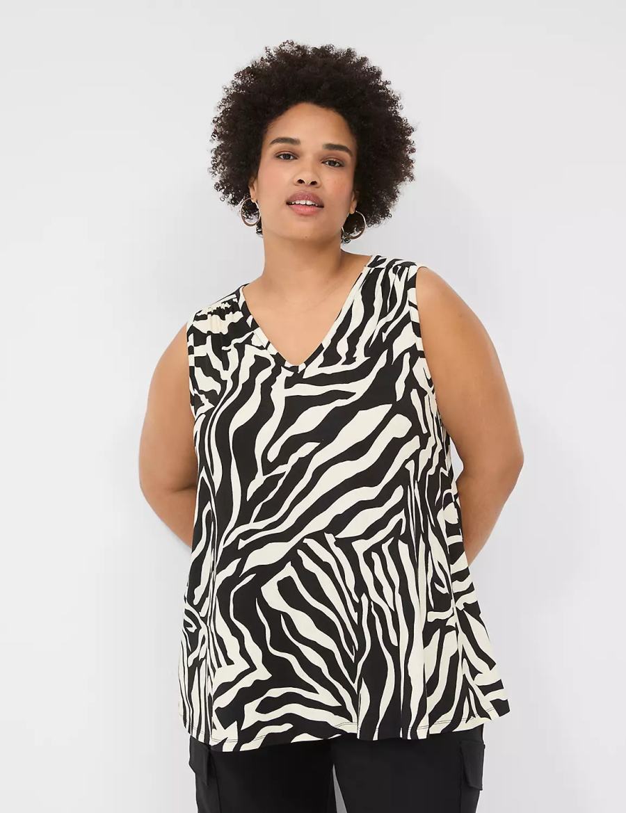 Dámské Tílko Lane Bryant Swing Cinch-Shoulder Bílé Černé | WOR8793VK