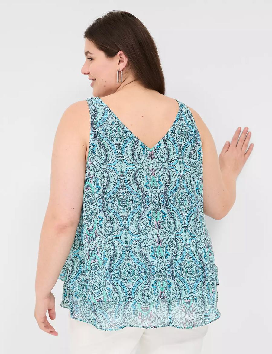 Dámské Tílko Lane Bryant Swing Double-Layer Chiffon Tyrkysové | HIX9799PP