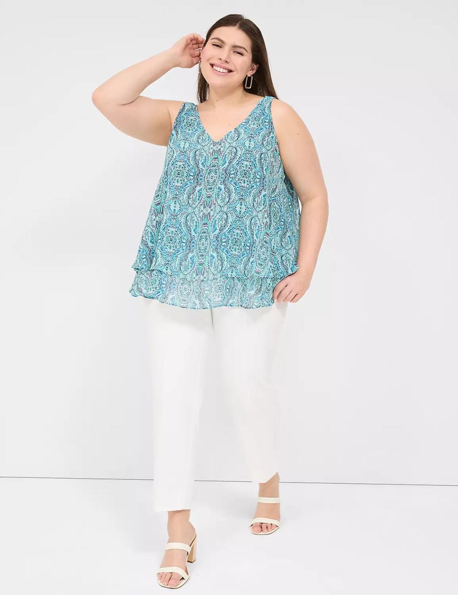 Dámské Tílko Lane Bryant Swing Double-Layer Chiffon Tyrkysové | HIX9799PP