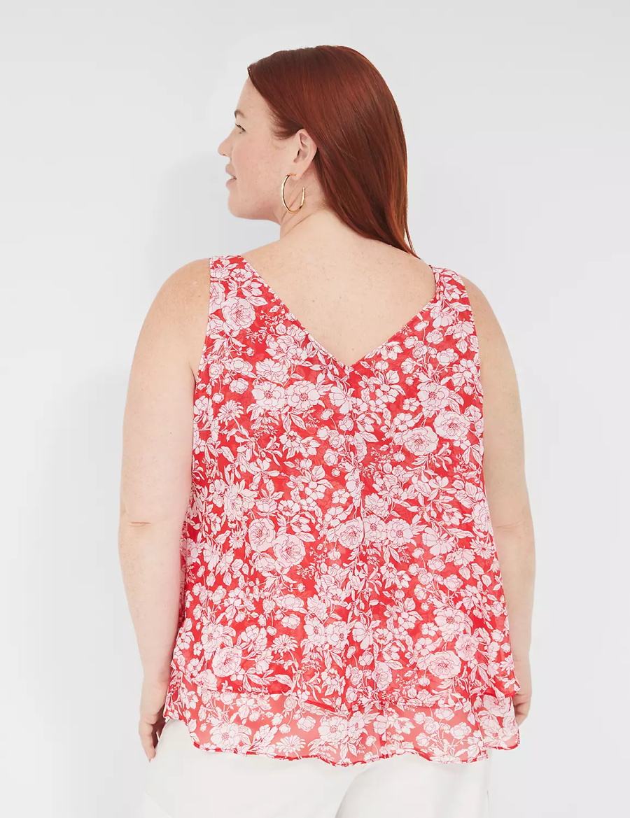 Dámské Tílko Lane Bryant Swing Double-Layer Chiffon Červené | MRT1444MQ