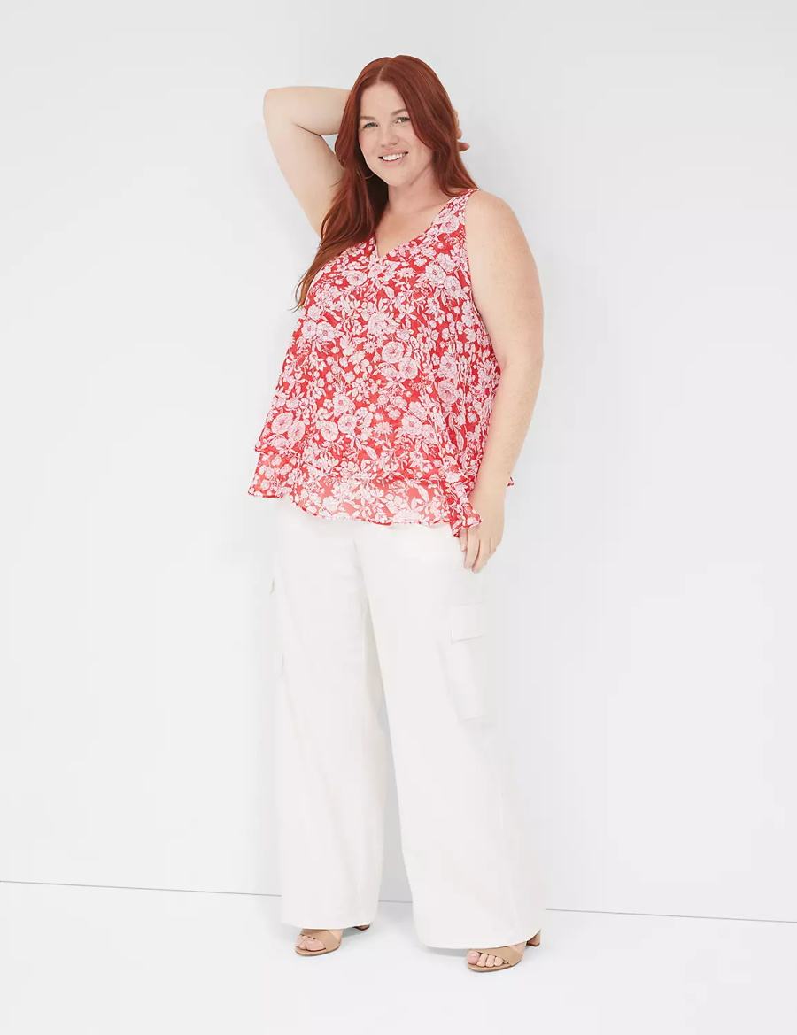 Dámské Tílko Lane Bryant Swing Double-Layer Chiffon Červené | MRT1444MQ