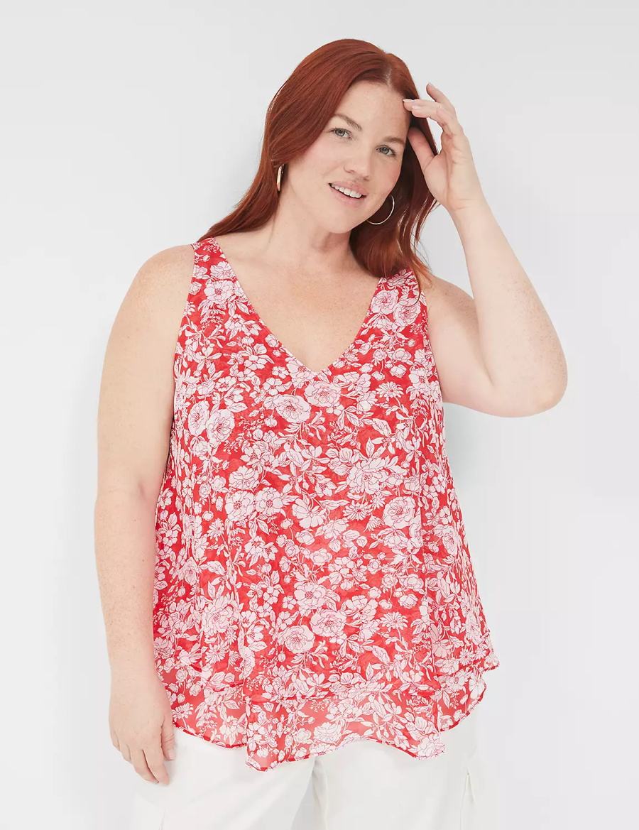 Dámské Tílko Lane Bryant Swing Double-Layer Chiffon Červené | MRT1444MQ