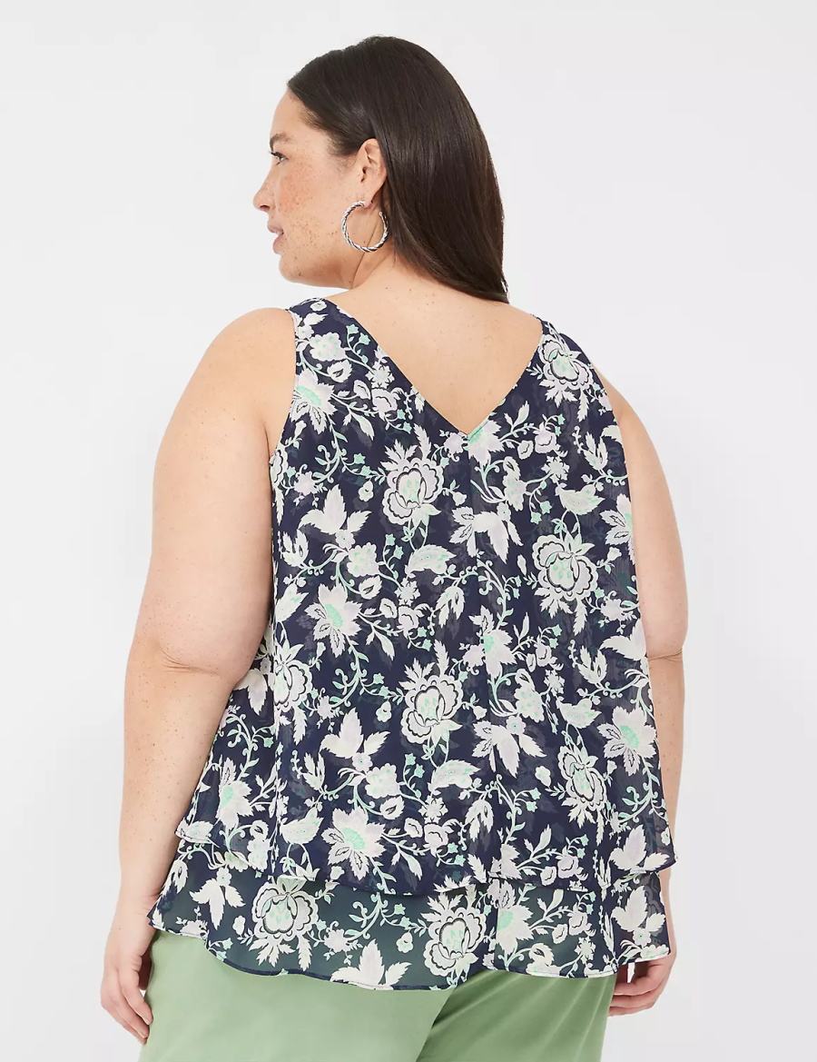 Dámské Tílko Lane Bryant Swing Double-Layer Chiffon Tmavě Blankyt Fialové | UEZ1215OZ