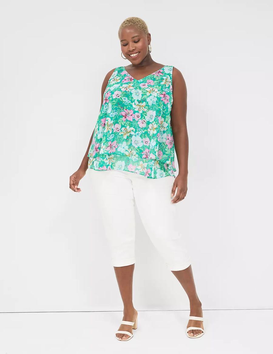 Dámské Tílko Lane Bryant Swing Double-Layer Chiffon Světle Tyrkysové | WXR8742QA