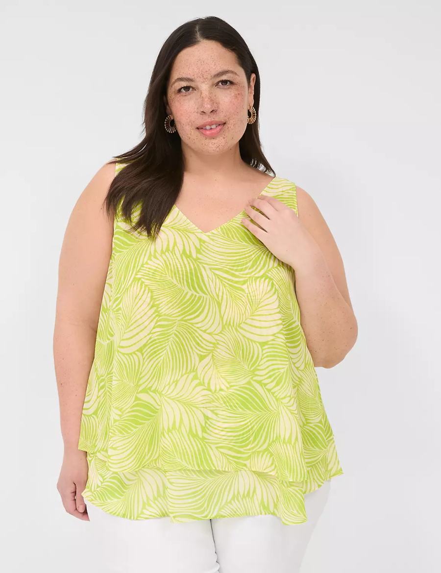 Dámské Tílko Lane Bryant Swing Double-Layer Chiffon Světle Zelene | SXS2599CP