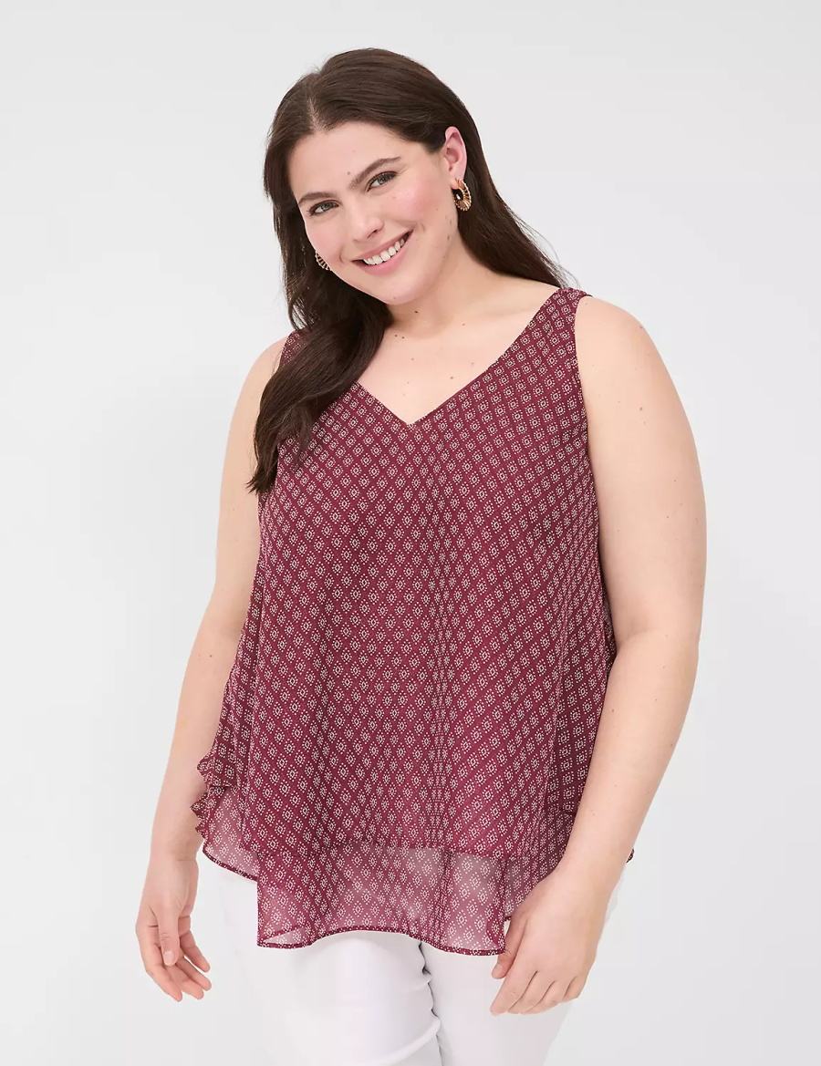 Dámské Tílko Lane Bryant Swing Double-Layer Chiffon Vínové | RDQ9911NE