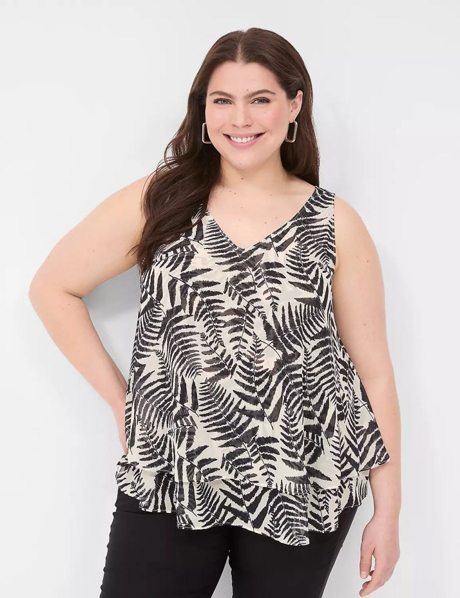 Dámské Tílko Lane Bryant Swing Double-Layer Chiffon Černé | ZYF1985PC