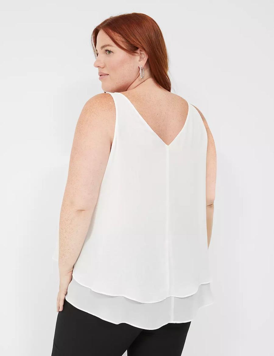 Dámské Tílko Lane Bryant Swing Sleeveless Double-Layer Shell Bílé Růžové | LVC679UD