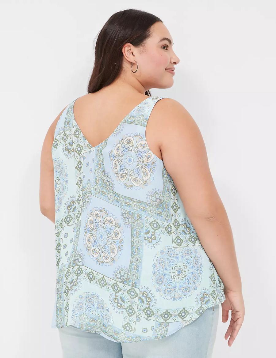 Dámské Tílko Lane Bryant Swing V-Neck Single-Layer Chiffon Blankyt | BON8047TT