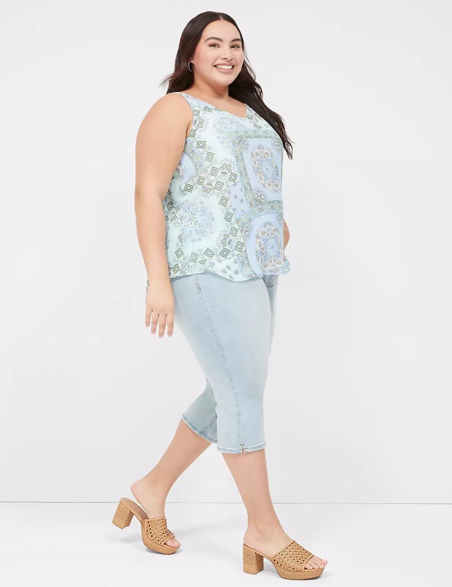 Dámské Tílko Lane Bryant Swing V-Neck Single-Layer Chiffon Blankyt | BON8047TT