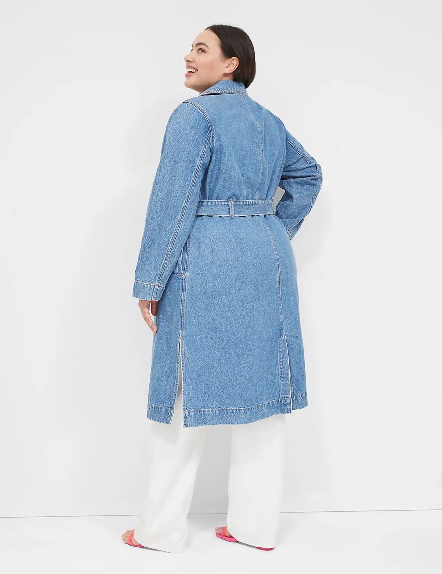 Dámské Trenčkot Lane Bryant Denimed Trench Blankyt | DAM255TR