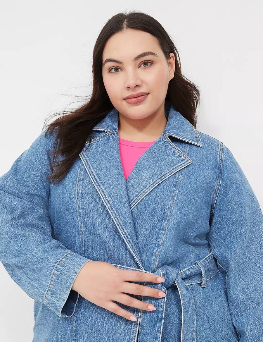 Dámské Trenčkot Lane Bryant Denimed Trench Blankyt | DAM255TR