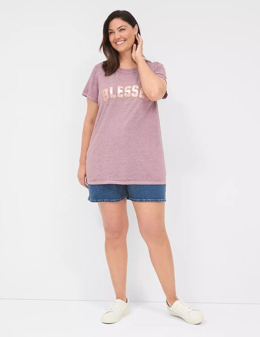 Dámské Tričko Lane Bryant Blessed Graphic Tee Tmavě Fialové | AAN1854RJ