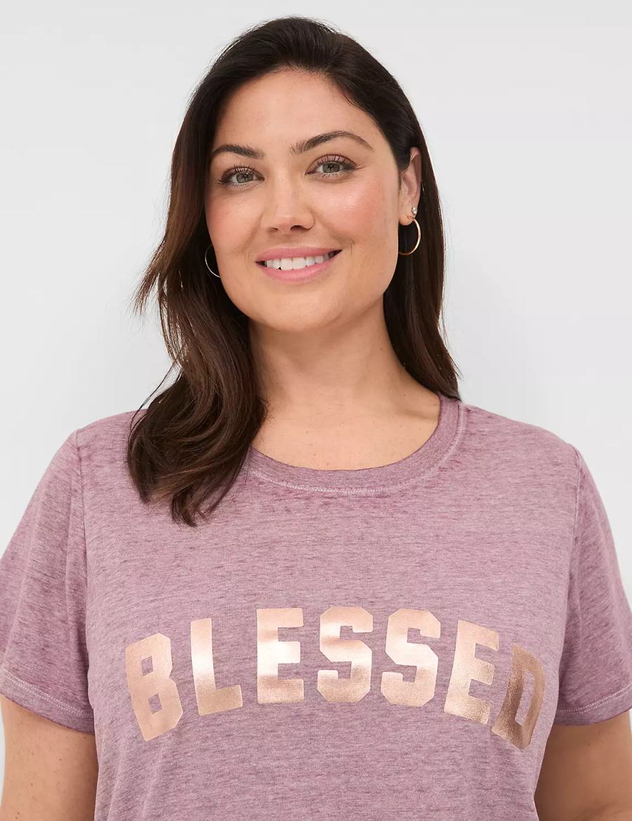 Dámské Tričko Lane Bryant Blessed Graphic Tee Tmavě Fialové | AAN1854RJ