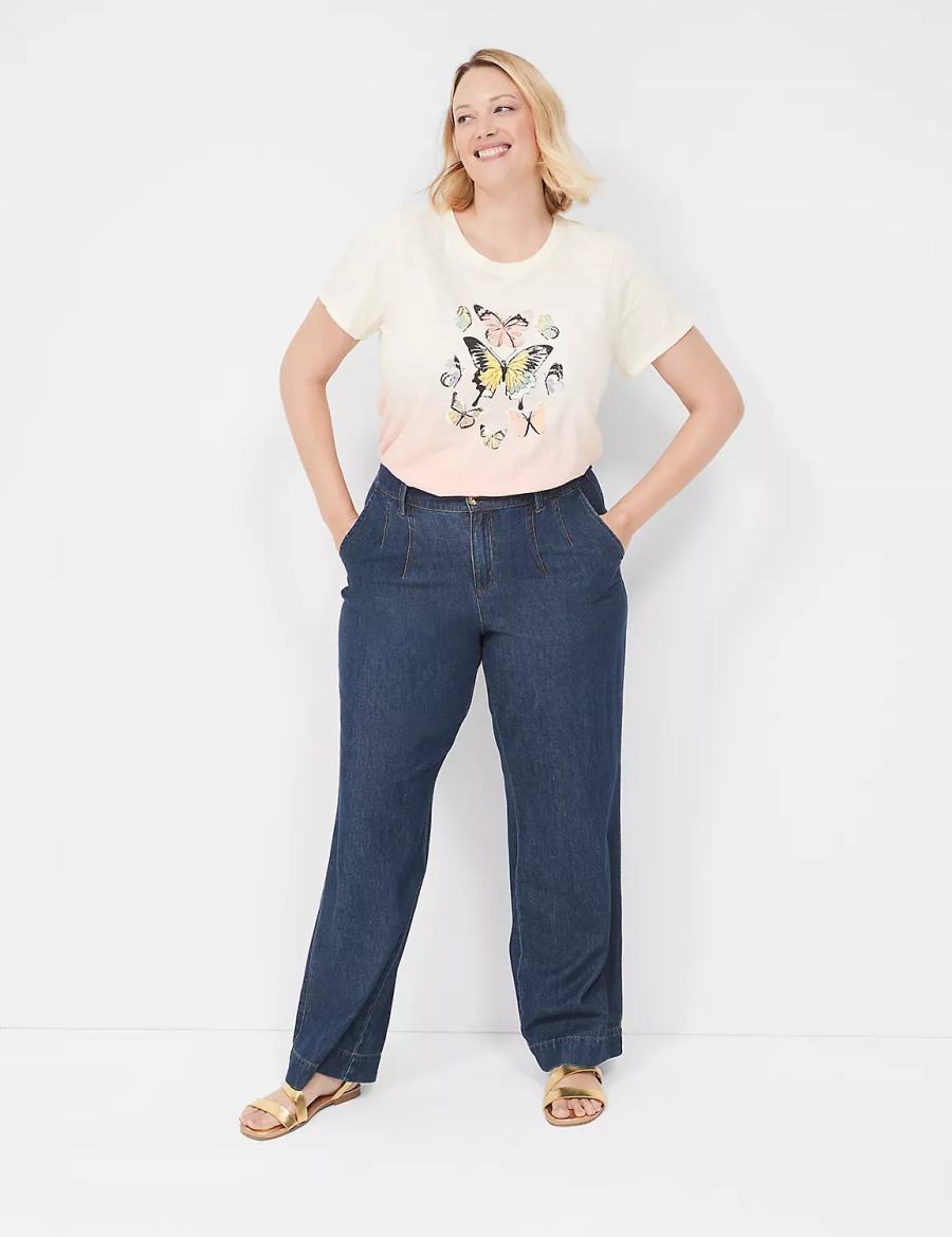 Dámské Tričko Lane Bryant Butterflies Graphic Tee Bílé Oranžové | YYH1421OF