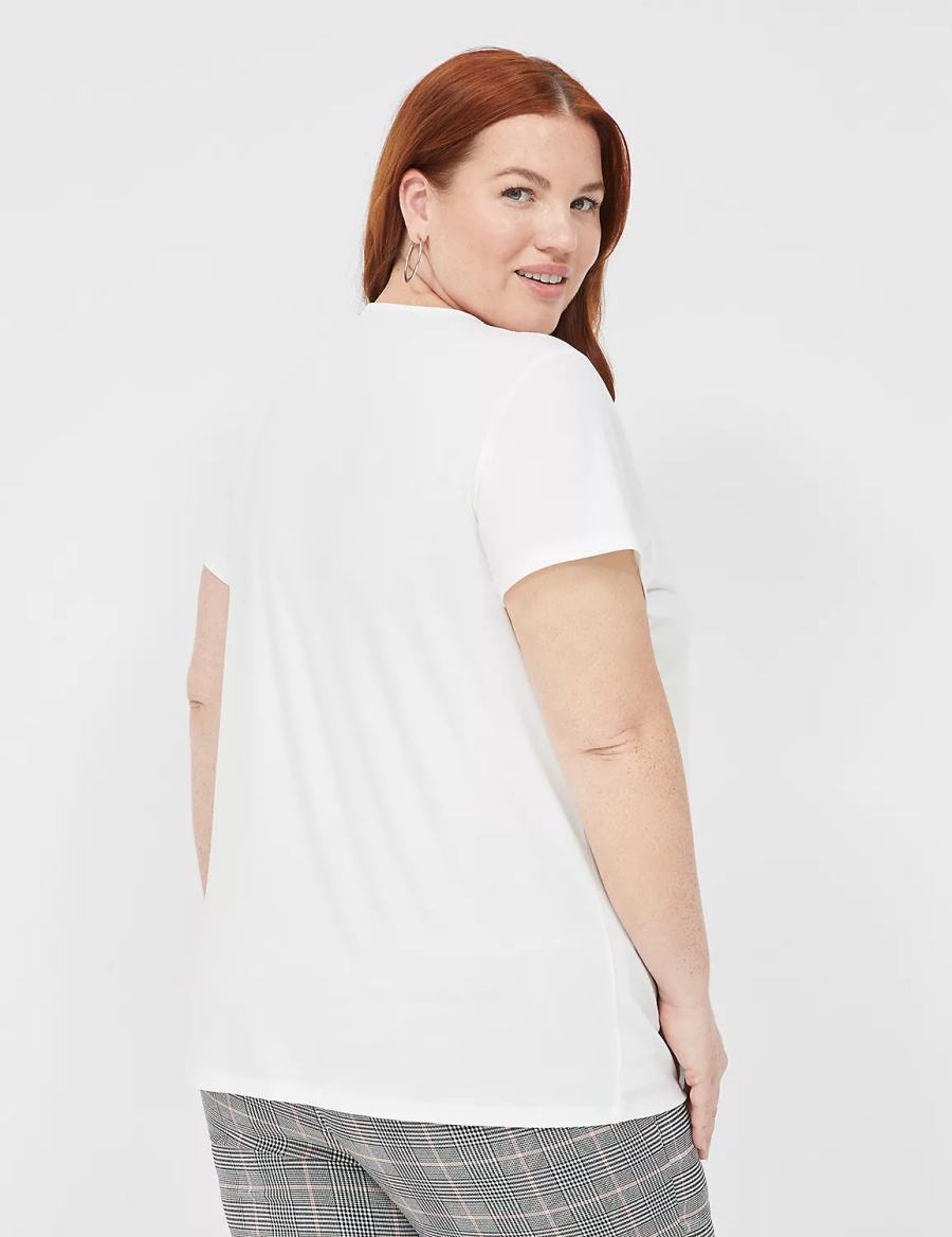 Dámské Tričko Lane Bryant Cap-Sleeve Pleat-Front Top Bílé | SLT763LN