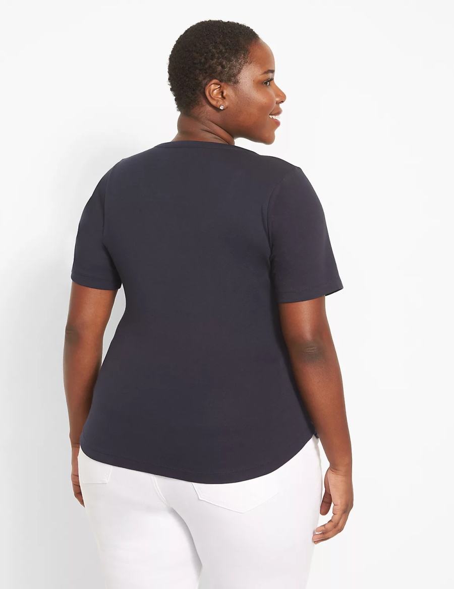 Dámské Tričko Lane Bryant Classic Perfect Sleeve Scoop-Neck Tee Blankyt | TBM2875ES