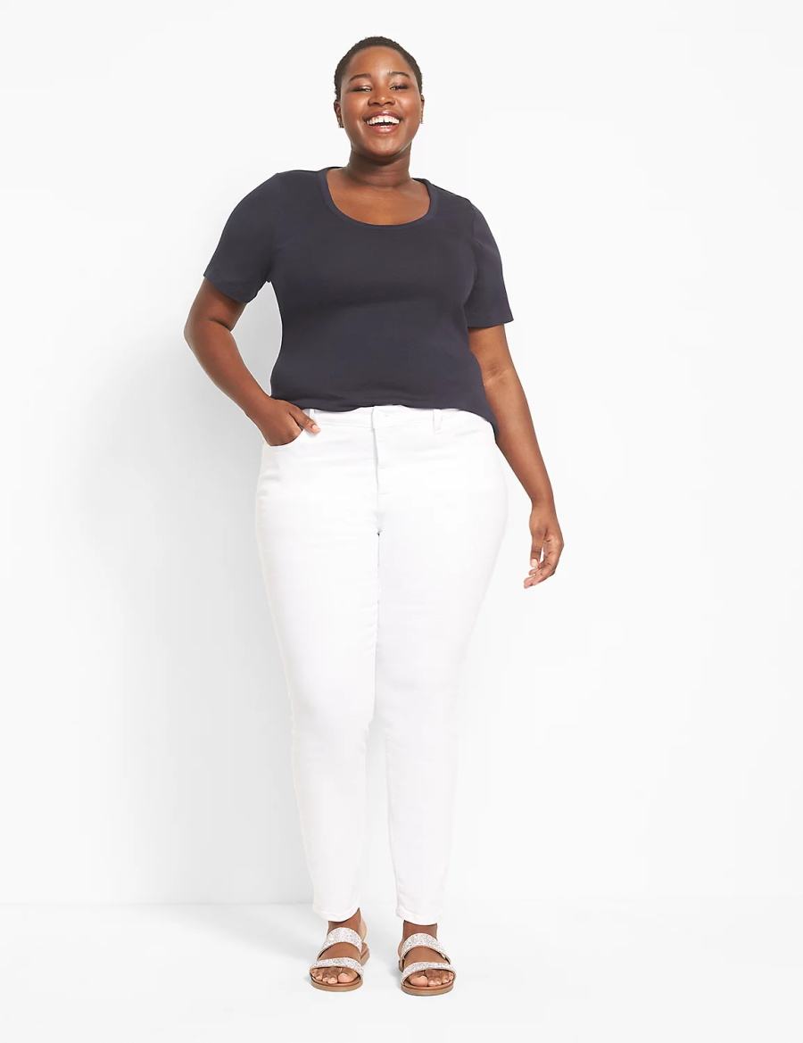 Dámské Tričko Lane Bryant Classic Perfect Sleeve Scoop-Neck Tee Blankyt | TBM2875ES