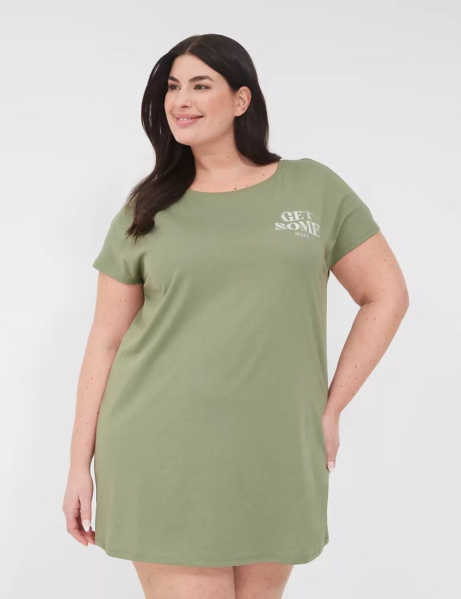 Dámské Tričko Lane Bryant Comfy Cotton Boatneck Sleepshirt Zelene | COF8631RW