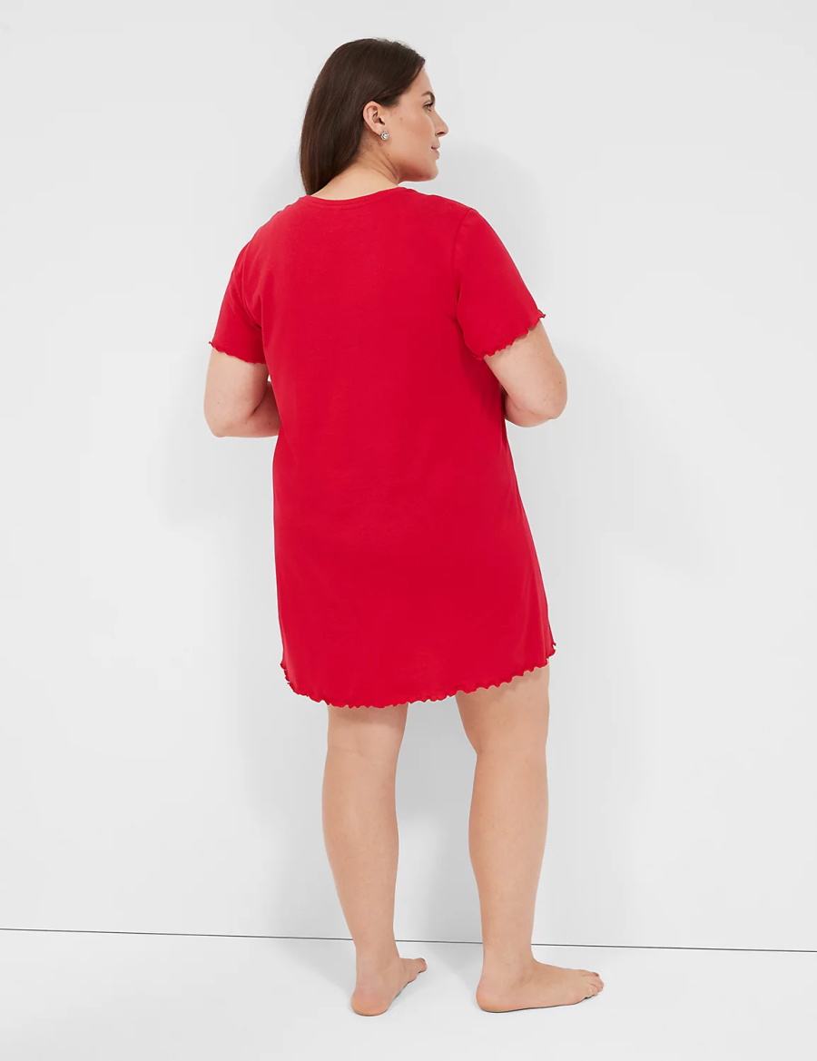 Dámské Tričko Lane Bryant Comfy Cotton Lettuce-Hem Sleepshirt Červené | ADR3275SK