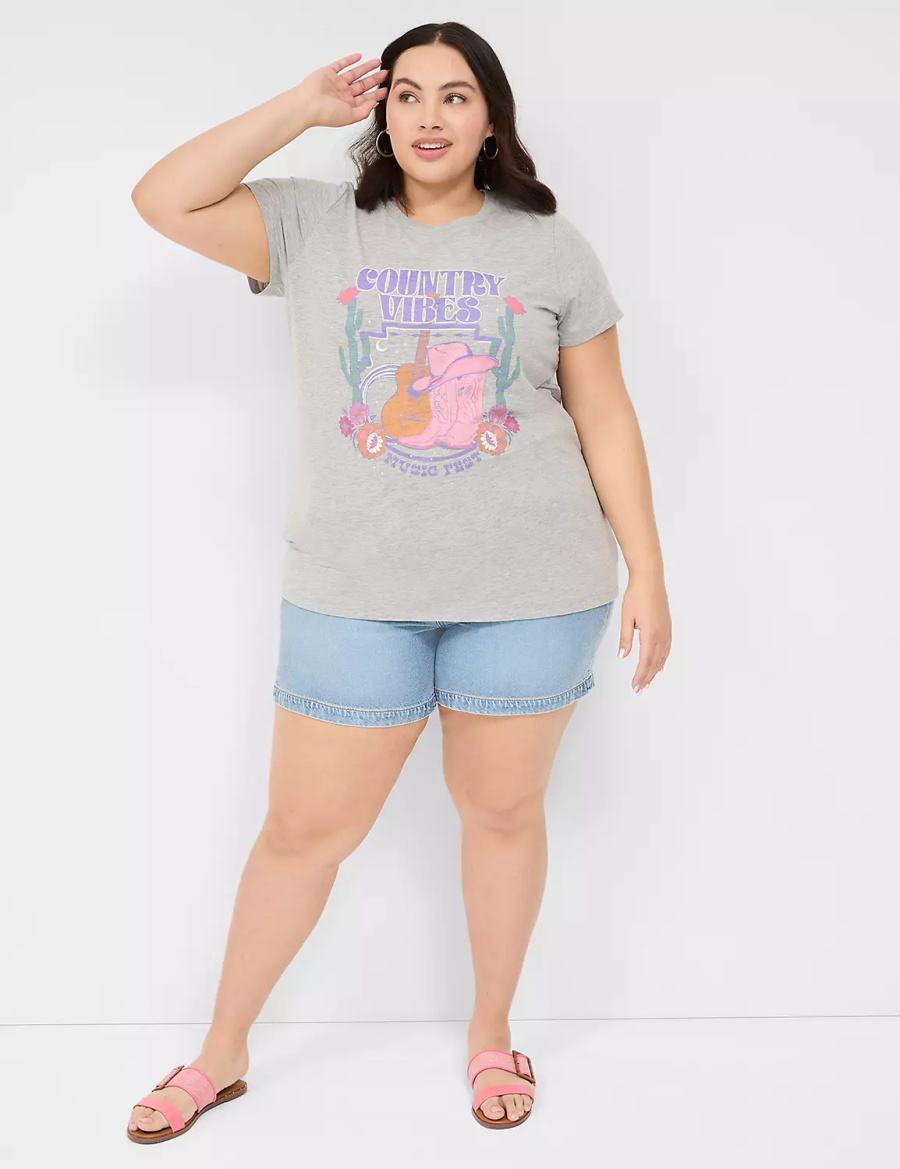 Dámské Tričko Lane Bryant Country Vibes Graphic Tee Světle Šedé | TSB7581QB