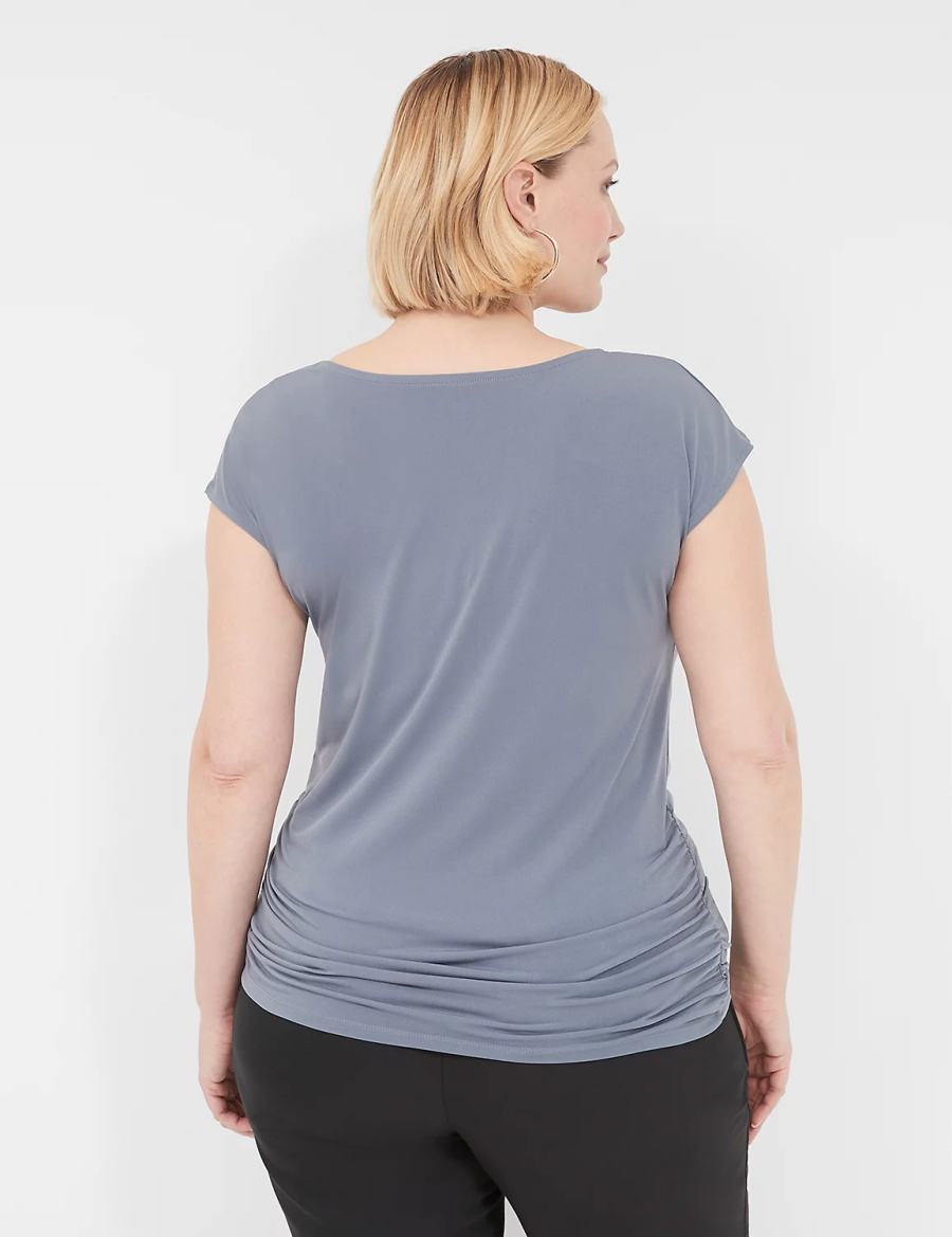 Dámské Tričko Lane Bryant Cowlneck Shirred-Side Top Šedé | DYS3790DE