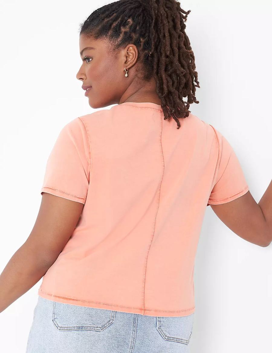 Dámské Tričko Lane Bryant Crop Crew-Neck Washed Tee Oranžové | DKK478CD