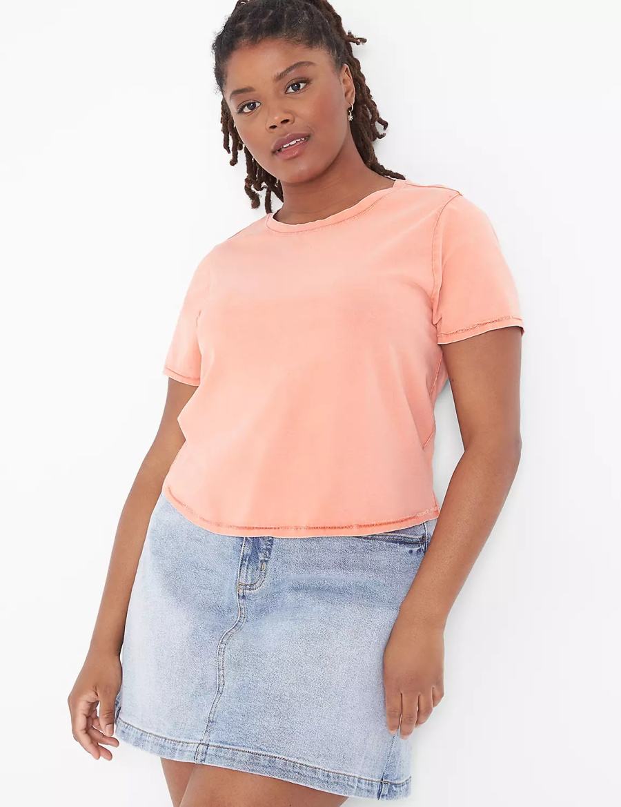 Dámské Tričko Lane Bryant Crop Crew-Neck Washed Tee Oranžové | DKK478CD