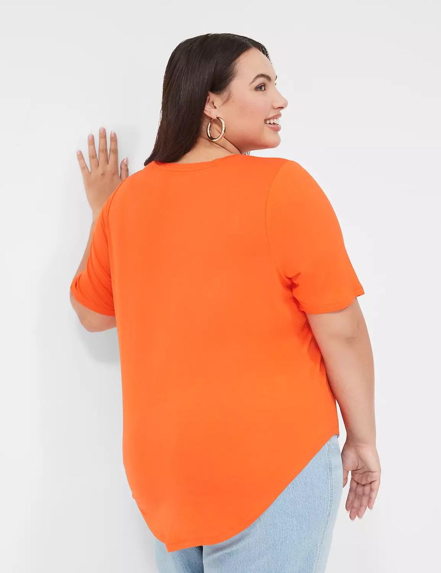 Dámské Tričko Lane Bryant Curved-Hem Perfect Sleeve Tee Světle Červené | ZKK8663XC