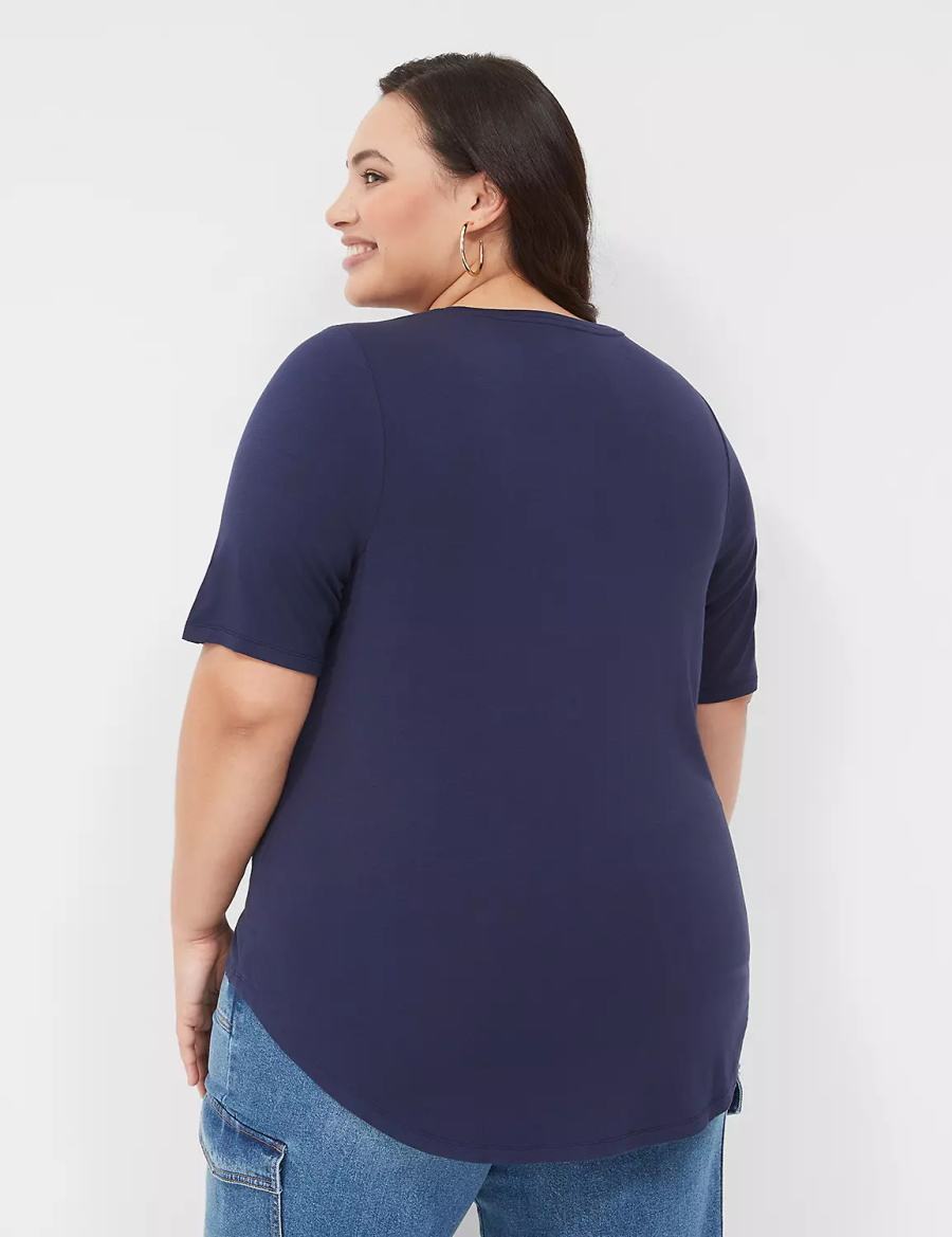 Dámské Tričko Lane Bryant Curved-Hem Perfect Sleeve Tee Blankyt | CQV3162HE