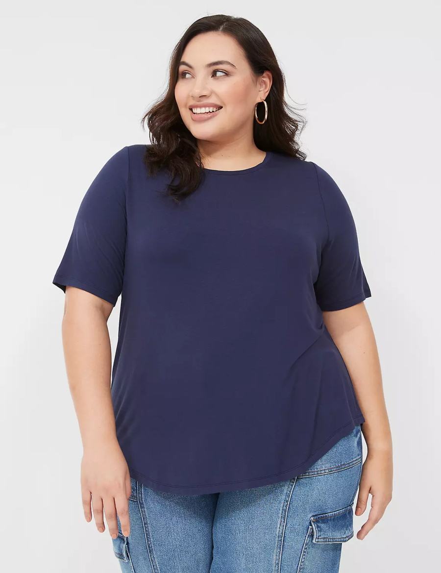 Dámské Tričko Lane Bryant Curved-Hem Perfect Sleeve Tee Blankyt | CQV3162HE