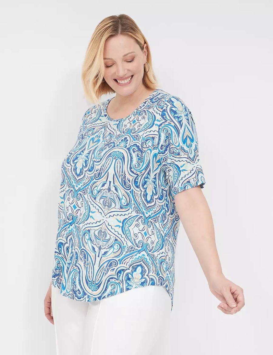 Dámské Tričko Lane Bryant Curved-Hem Perfect Sleeve Tee Blankyt | VYR9310QK