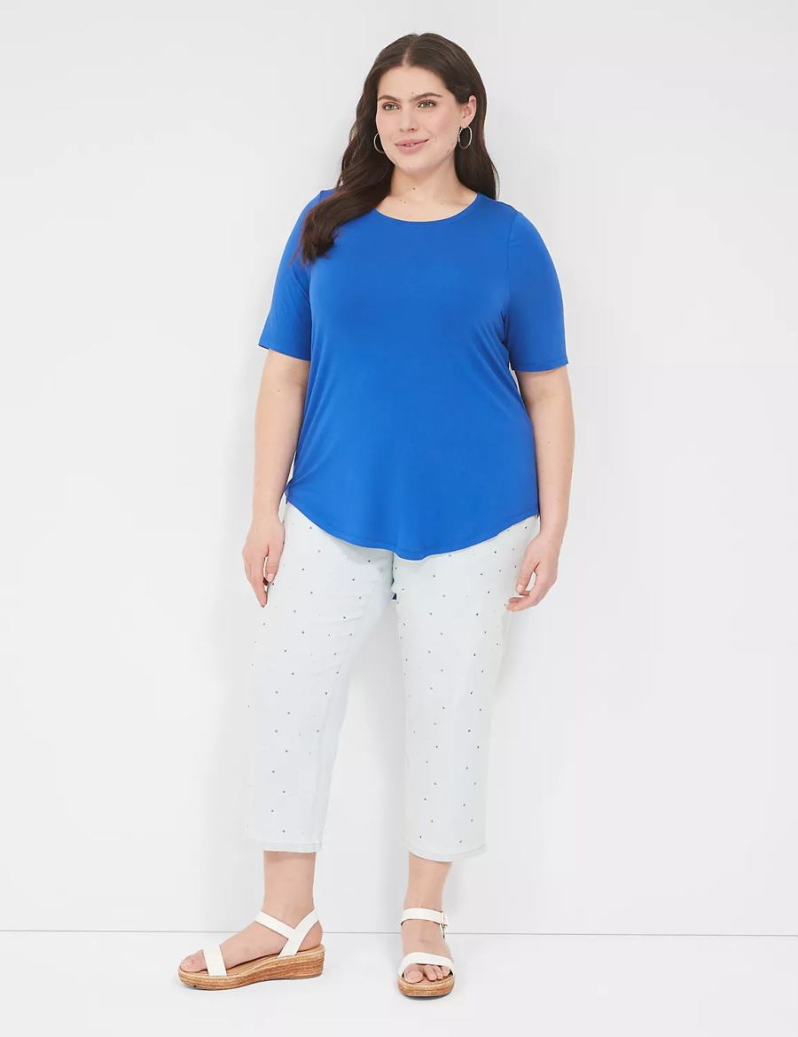 Dámské Tričko Lane Bryant Curved-Hem Perfect Sleeve Tee Blankyt | DQN9766UP