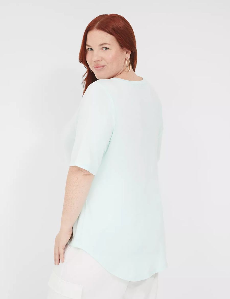 Dámské Tričko Lane Bryant Curved-Hem Perfect Sleeve Tee Světle Zelene | YPF543FT