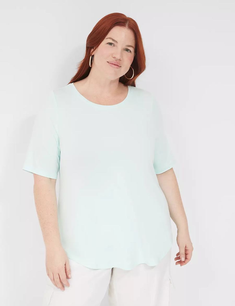 Dámské Tričko Lane Bryant Curved-Hem Perfect Sleeve Tee Světle Zelene | YPF543FT