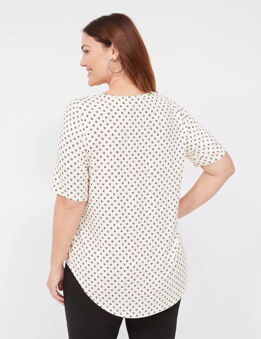 Dámské Tričko Lane Bryant Curved-Hem Perfect Sleeve Tee Bílé | NEV6989JE