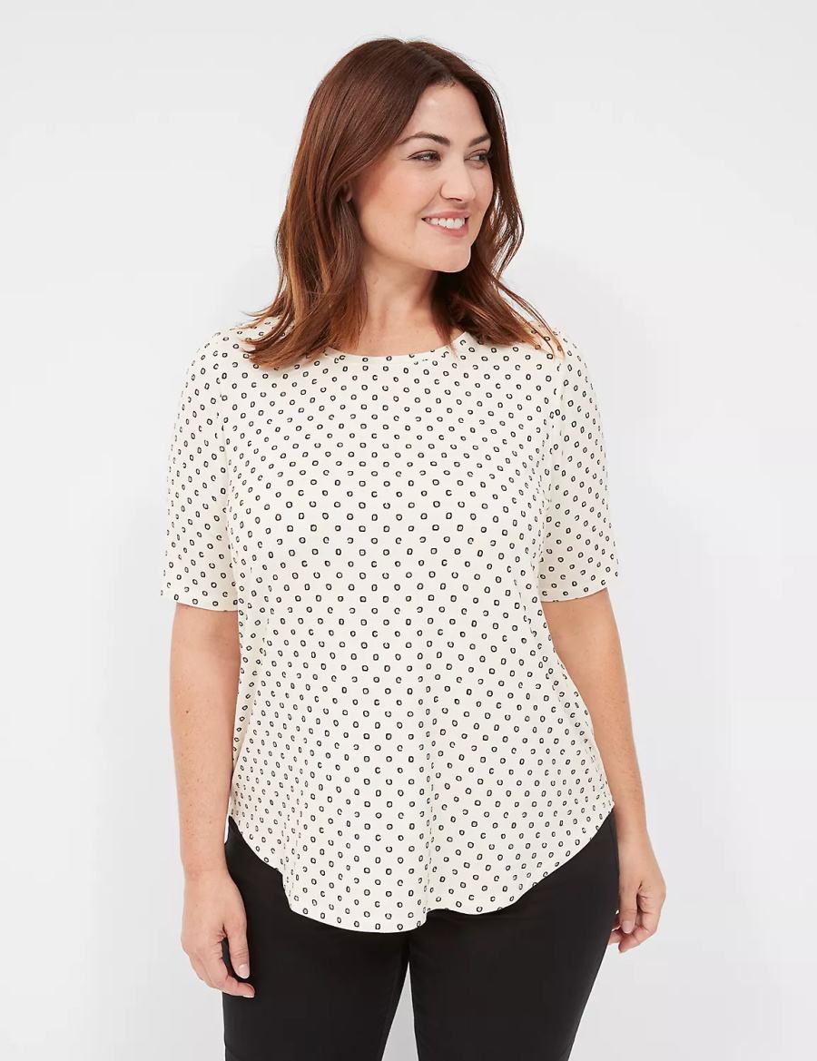 Dámské Tričko Lane Bryant Curved-Hem Perfect Sleeve Tee Bílé | NEV6989JE